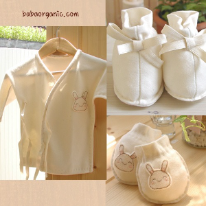 유기농 토끼야 3종세트 출산용품 만들기(오가닉 배냇저고리,손발싸개 아기옷 DIY)바바오가닉